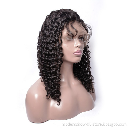 100% Raw Virgin Human Hair Lace Wigs For Black Women Modern Show Hot Selling Unprocessed Curly Wave 360 Lace Wig